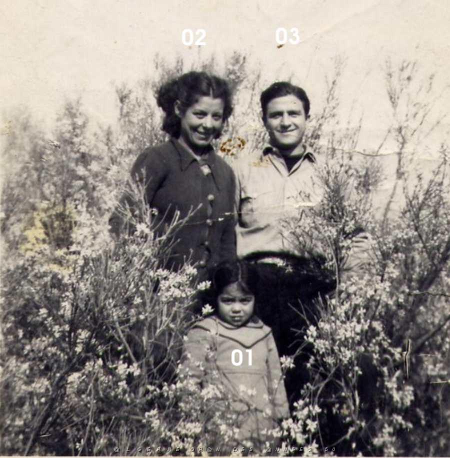 HUGUETTE 1950 AUX GENETS AVEC PAPA MAMAN 1950.JPG